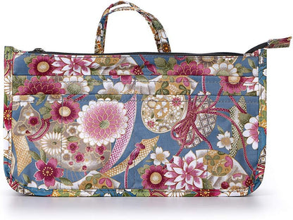 Printing Handbag Organizers Inside Purse Insert - High Capacity 13 Pockets Bag Tote Organizer with Handle Beige
