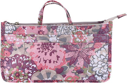 Printing Handbag Organizers Inside Purse Insert - High Capacity 13 Pockets Bag Tote Organizer with Handle Beige