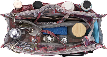 Printing Handbag Organizers Inside Purse Insert - High Capacity 13 Pockets Bag Tote Organizer with Handle Beige