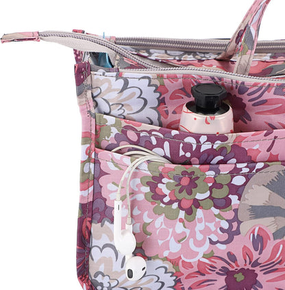 Printing Handbag Organizers Inside Purse Insert - High Capacity 13 Pockets Bag Tote Organizer with Handle Beige