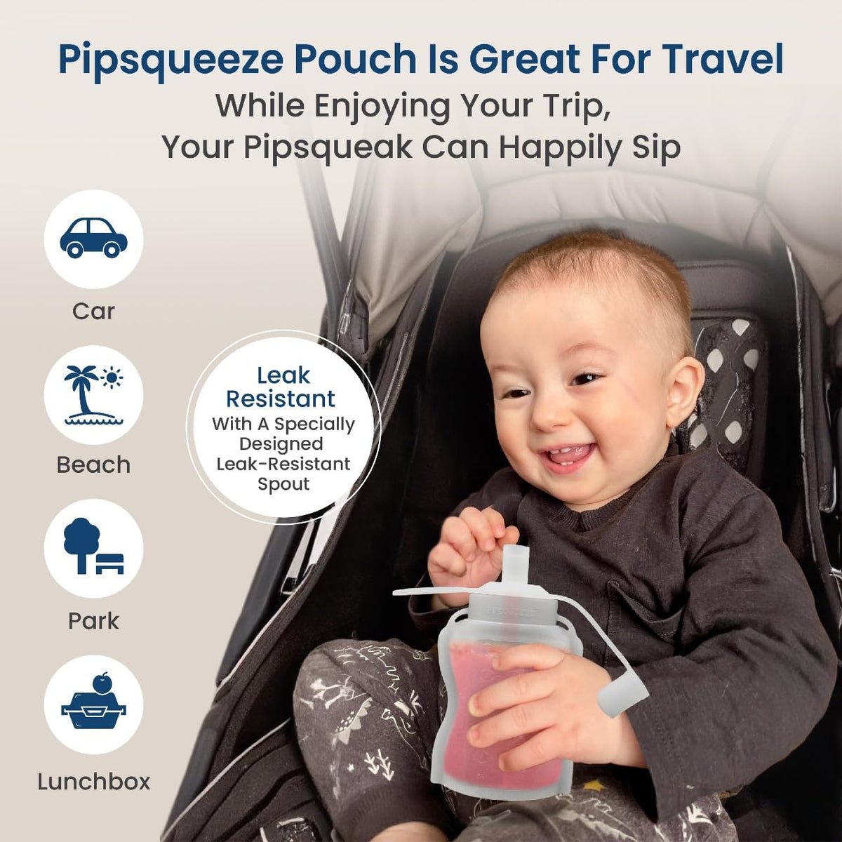 Extra Wide Reusable Baby Food Pouches Silicone - Baby Food Storage Pouch - Refillable Squeeze Pouches for Kids - BPA Free & Freezable - Refillable Pouches for Toddlers (Grey, Pack of 2)