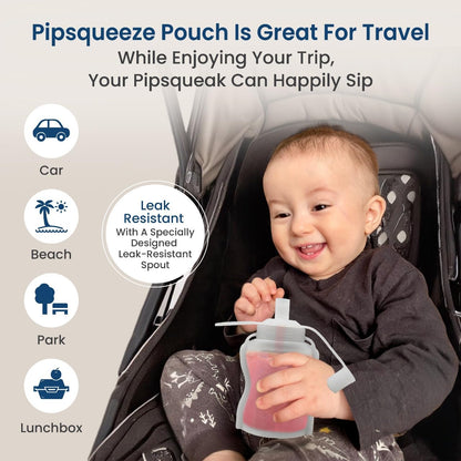 Extra Wide Reusable Baby Food Pouches Silicone - Baby Food Storage Pouch - Refillable Squeeze Pouches for Kids - BPA Free & Freezable - Refillable Pouches for Toddlers (Grey, Pack of 2)