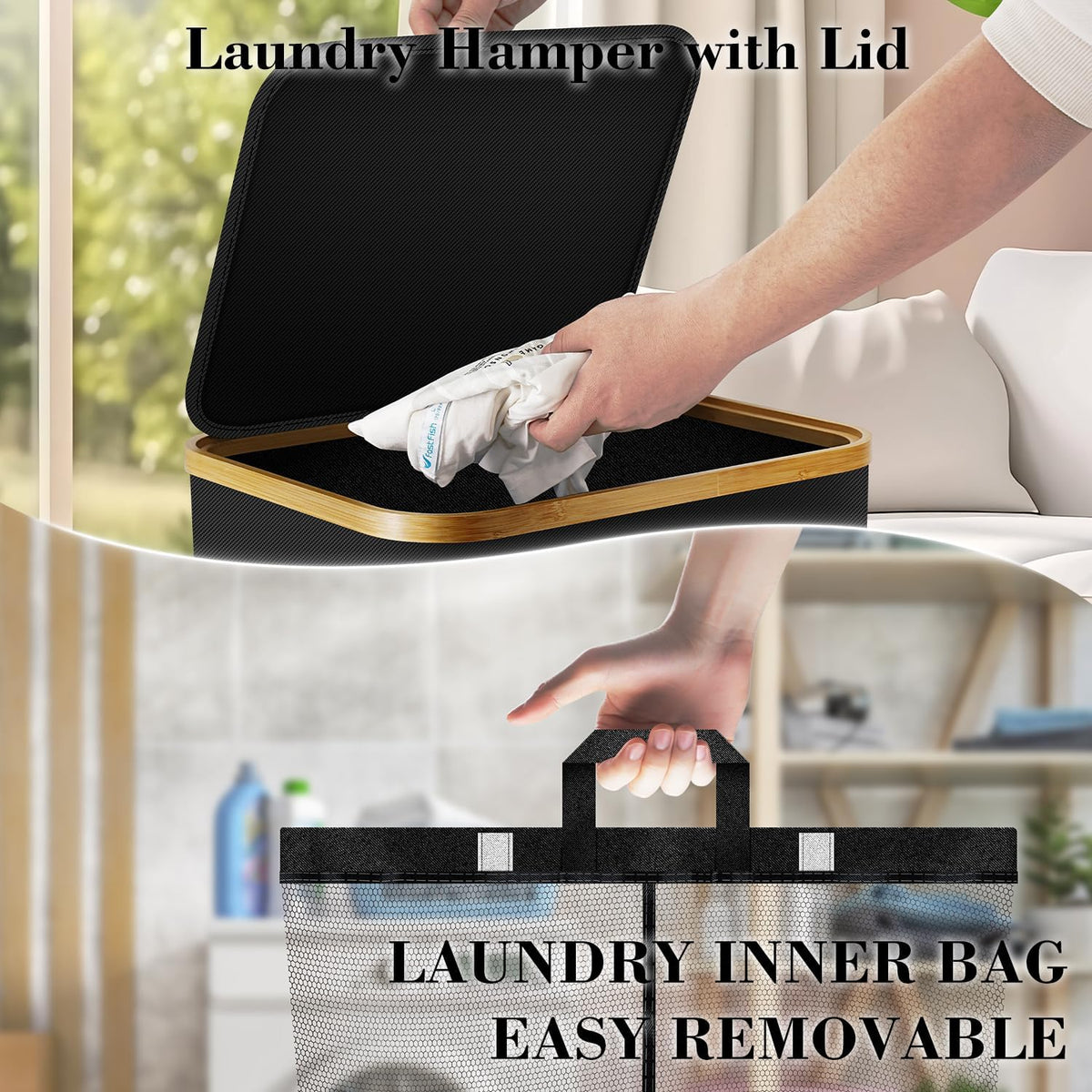 Laundry Hamper with Wheels, 75L Rolling Laundry Basket with Lid