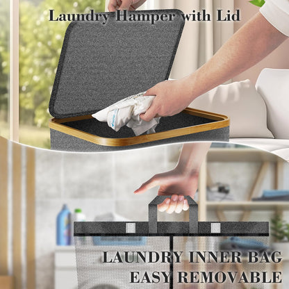 Laundry Hamper with Wheels, 75L Rolling Laundry Basket with Lid