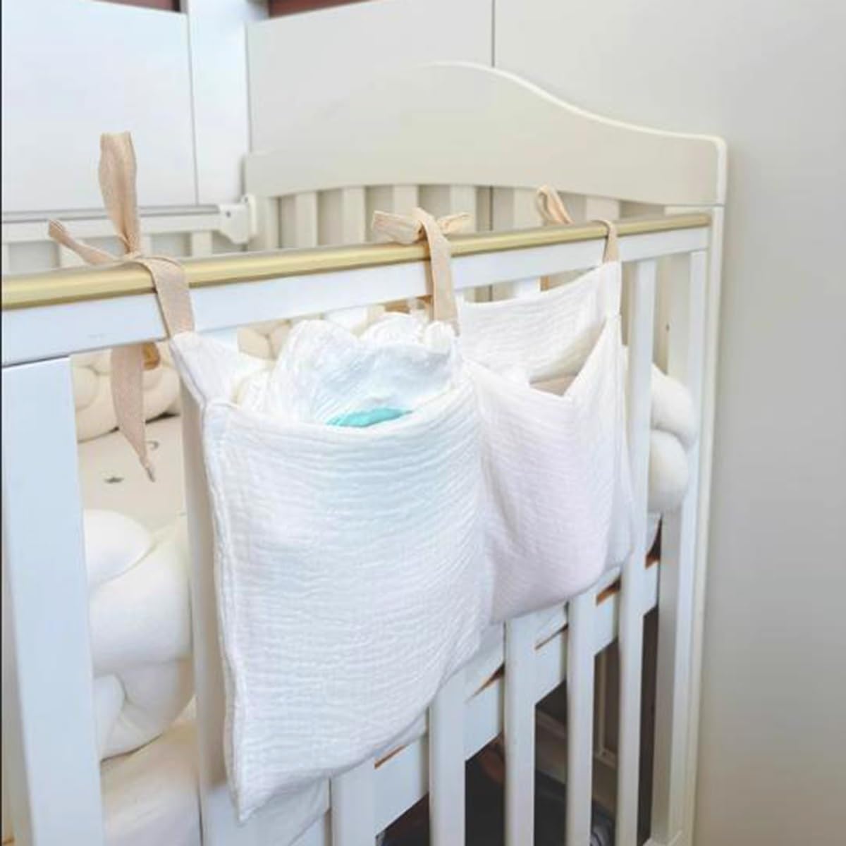 BedHead Hanging Bag Hanging Bag Miscellaneous Storage Bedside Table Storage Bag Iron Frame Bed Dormitory Supplies, 1Pcs(Grey)