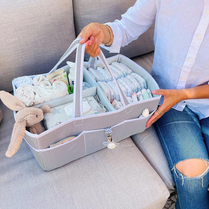 Extra Large Diaper Caddy - Bundle of 2 - Caddy Organizers for Baby Diapers, Wipes or Essentials - Mint & Blush Pink