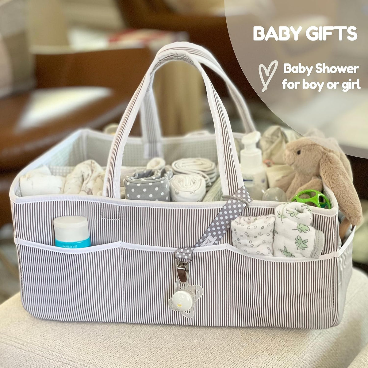 Extra Large Diaper Caddy - Bundle of 2 - Caddy Organizers for Baby Diapers, Wipes or Essentials - Mint & Blush Pink
