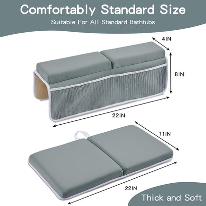 Bath Kneeler and Elbow Rest Pad Set, Thick Soft Quick Dry Bathtub Mat for Baby Bathing Time, Memory Foam With Toys Organizer, Gifts for Parents, Grey