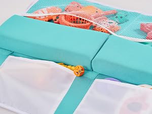 Bath Kneeler and Elbow Rest Pad Set, Thick Soft Quick Dry Bathtub Mat for Baby Bathing Time, Memory Foam With Toys Organizer, Gifts for Parents, Grey