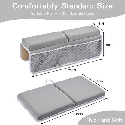 Bath Kneeler and Elbow Rest Pad Set, Thick Soft Quick Dry Bathtub Mat for Baby Bathing Time, Memory Foam With Toys Organizer, Gifts for Parents, Grey