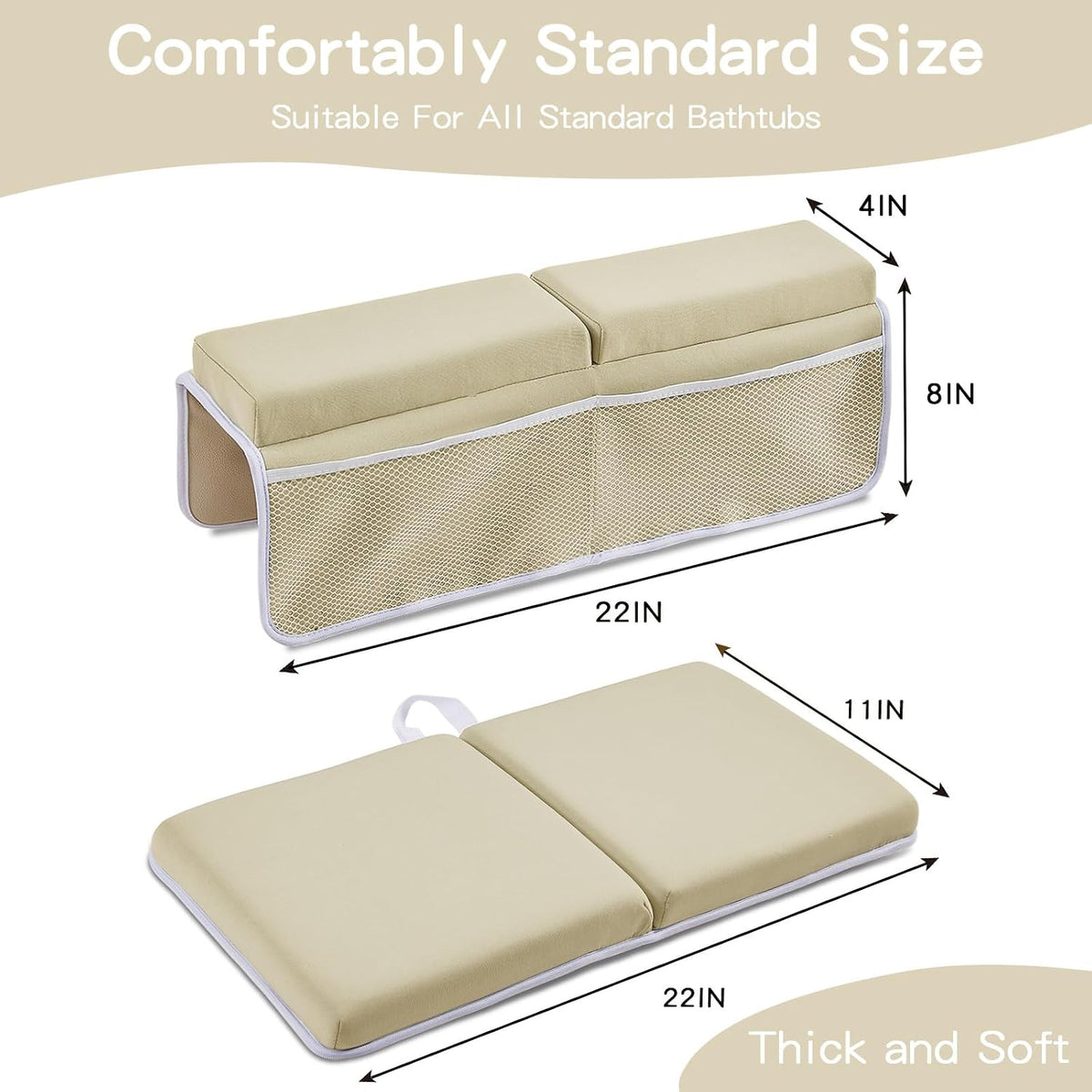 Bath Kneeler and Elbow Rest Pad Set, Thick Soft Quick Dry Bathtub Mat for Baby Bathing Time, Memory Foam With Toys Organizer, Gifts for Parents, Grey