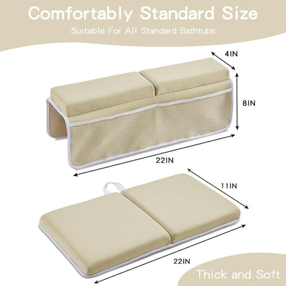 Bath Kneeler and Elbow Rest Pad Set, Thick Soft Quick Dry Bathtub Mat for Baby Bathing Time, Memory Foam With Toys Organizer, Gifts for Parents, Grey