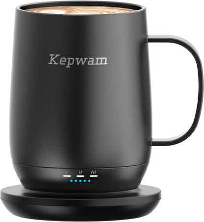 Self-Heating Coffee Mug T2, 16oz Electric Heated Mug Hot Up to 149℉ | No App, 3 Temp Settings to Keep Coffee Warm, Long-Lasting Battery for Office & Home,Auto Shut-Off, Ideal Gift for Men & Women