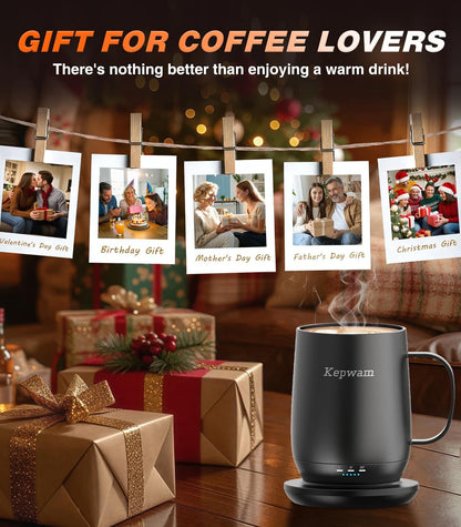 Self-Heating Coffee Mug T2, 16oz Electric Heated Mug Hot Up to 149℉ | No App, 3 Temp Settings to Keep Coffee Warm, Long-Lasting Battery for Office & Home,Auto Shut-Off, Ideal Gift for Men & Women