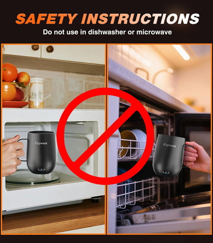 Self-Heating Coffee Mug T2, 16oz Electric Heated Mug Hot Up to 149℉ | No App, 3 Temp Settings to Keep Coffee Warm, Long-Lasting Battery for Office & Home,Auto Shut-Off, Ideal Gift for Men & Women