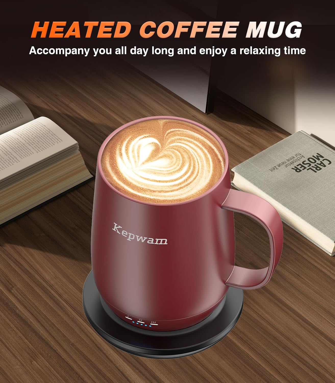 Self-Heating Coffee Mug T2, 16oz Electric Heated Mug Hot Up to 149℉ | No App, 3 Temp Settings to Keep Coffee Warm, Long-Lasting Battery for Office & Home,Auto Shut-Off, Ideal Gift for Men & Women