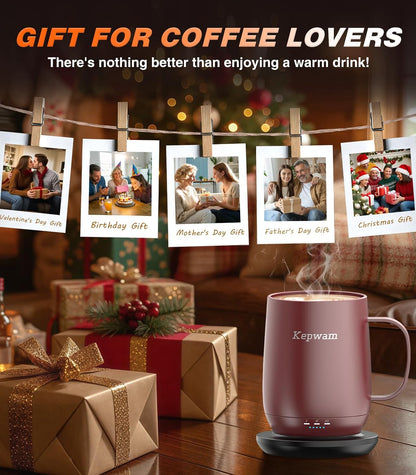 Self-Heating Coffee Mug T2, 16oz Electric Heated Mug Hot Up to 149℉ | No App, 3 Temp Settings to Keep Coffee Warm, Long-Lasting Battery for Office & Home,Auto Shut-Off, Ideal Gift for Men & Women