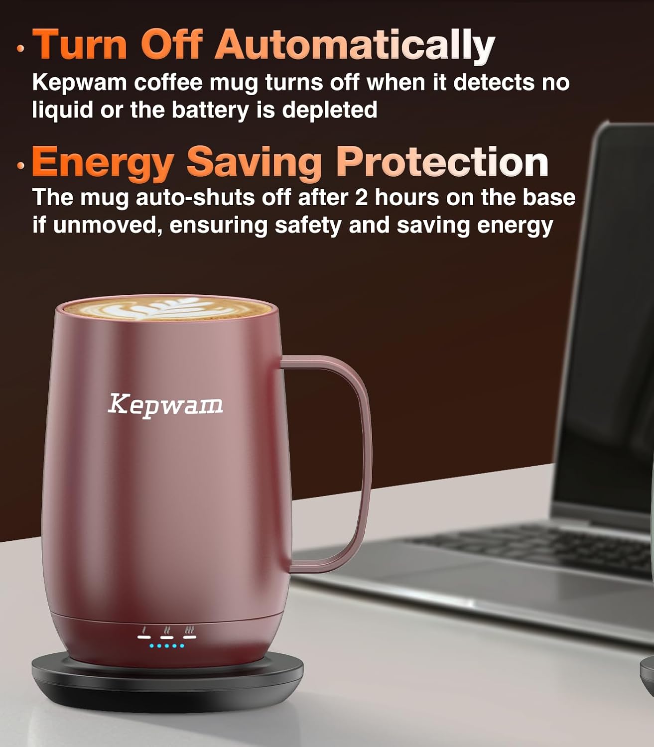 Self-Heating Coffee Mug T2, 16oz Electric Heated Mug Hot Up to 149℉ | No App, 3 Temp Settings to Keep Coffee Warm, Long-Lasting Battery for Office & Home,Auto Shut-Off, Ideal Gift for Men & Women