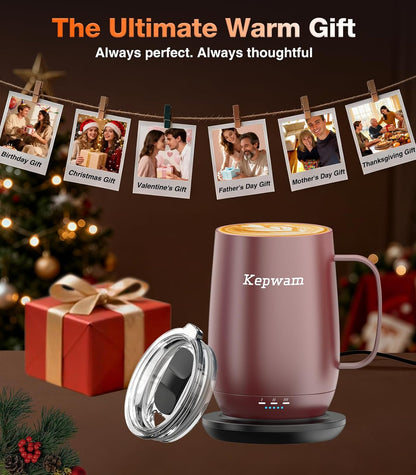 Self-Heating Coffee Mug T2, 16oz Electric Heated Mug Hot Up to 149℉ | No App, 3 Temp Settings to Keep Coffee Warm, Long-Lasting Battery for Office & Home,Auto Shut-Off, Ideal Gift for Men & Women
