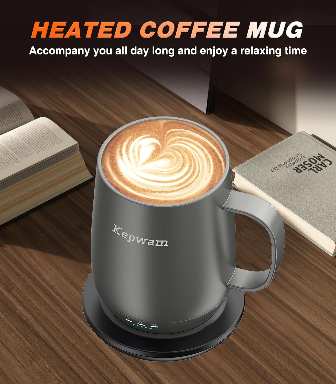 Self-Heating Coffee Mug T2, 16oz Electric Heated Mug Hot Up to 149℉ | No App, 3 Temp Settings to Keep Coffee Warm, Long-Lasting Battery for Office & Home,Auto Shut-Off, Ideal Gift for Men & Women