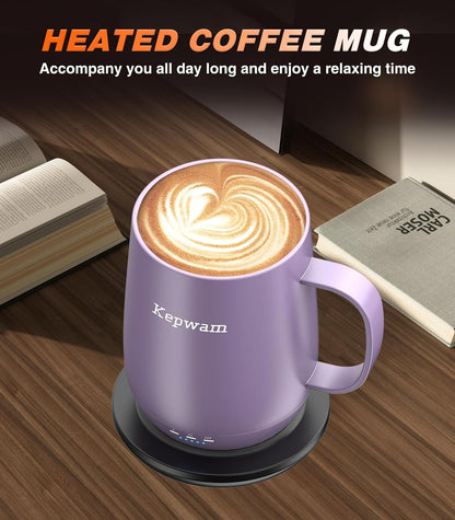 Self-Heating Coffee Mug T2, 16oz Electric Heated Mug Hot Up to 149℉ | No App, 3 Temp Settings to Keep Coffee Warm, Long-Lasting Battery for Office & Home,Auto Shut-Off, Ideal Gift for Men & Women