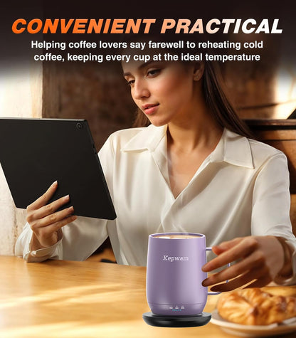 Self-Heating Coffee Mug T2, 16oz Electric Heated Mug Hot Up to 149℉ | No App, 3 Temp Settings to Keep Coffee Warm, Long-Lasting Battery for Office & Home,Auto Shut-Off, Ideal Gift for Men & Women
