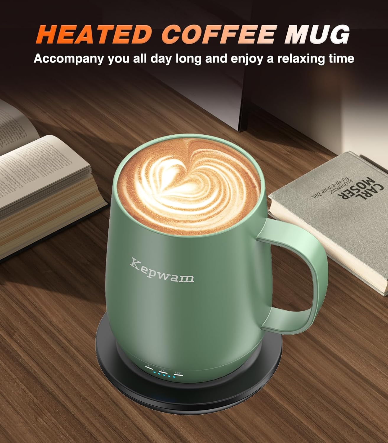 Self-Heating Coffee Mug T2, 16oz Electric Heated Mug Hot Up to 149℉ | No App, 3 Temp Settings to Keep Coffee Warm, Long-Lasting Battery for Office & Home,Auto Shut-Off, Ideal Gift for Men & Women