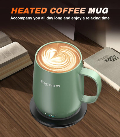 Self-Heating Coffee Mug T2, 16oz Electric Heated Mug Hot Up to 149℉ | No App, 3 Temp Settings to Keep Coffee Warm, Long-Lasting Battery for Office & Home,Auto Shut-Off, Ideal Gift for Men & Women