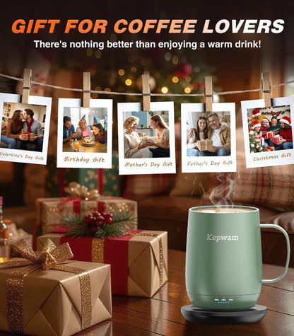 Self-Heating Coffee Mug T2, 16oz Electric Heated Mug Hot Up to 149℉ | No App, 3 Temp Settings to Keep Coffee Warm, Long-Lasting Battery for Office & Home,Auto Shut-Off, Ideal Gift for Men & Women