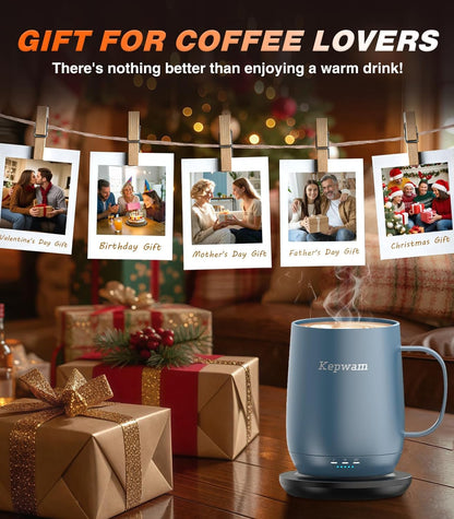 Self-Heating Coffee Mug T2, 16oz Electric Heated Mug Hot Up to 149℉ | No App, 3 Temp Settings to Keep Coffee Warm, Long-Lasting Battery for Office & Home,Auto Shut-Off, Ideal Gift for Men & Women