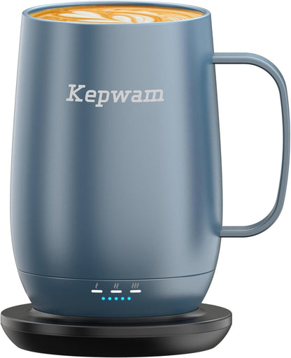 Self-Heating Coffee Mug T2, 16oz Electric Heated Mug Hot Up to 149℉ | No App, 3 Temp Settings to Keep Coffee Warm, Long-Lasting Battery for Office & Home,Auto Shut-Off, Ideal Gift for Men & Women