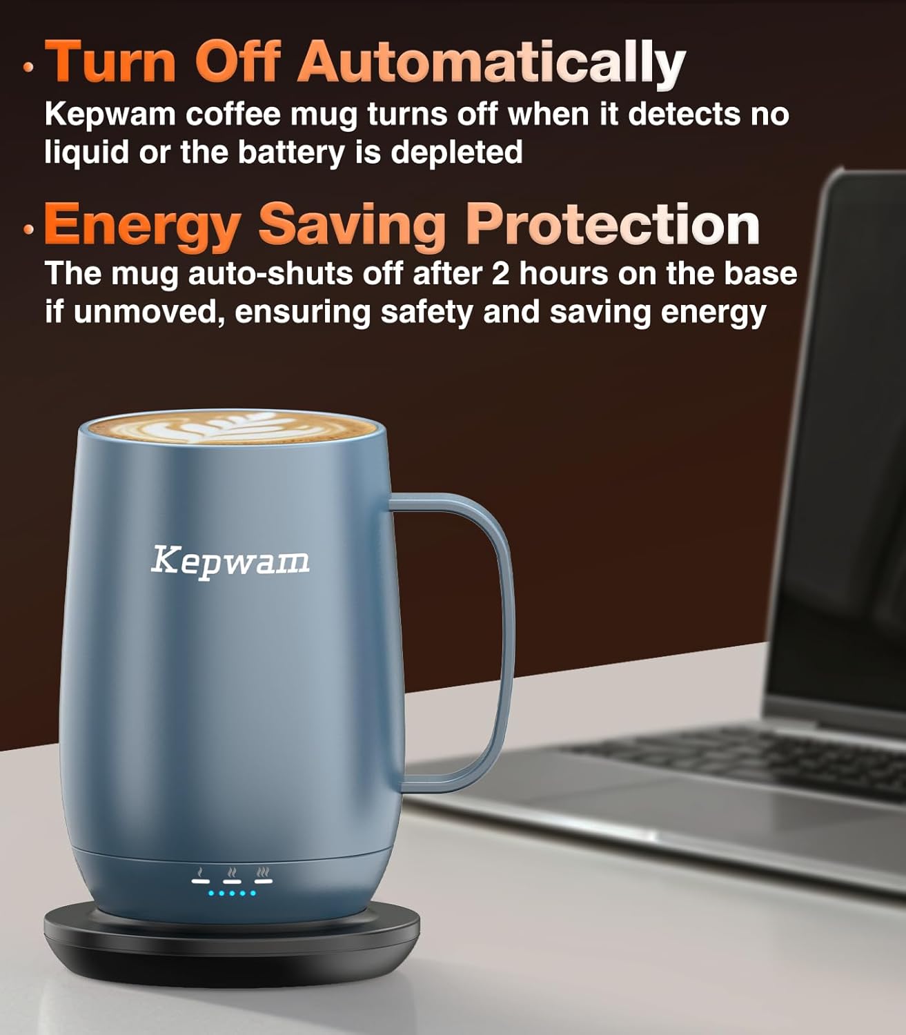 Self-Heating Coffee Mug T2, 16oz Electric Heated Mug Hot Up to 149℉ | No App, 3 Temp Settings to Keep Coffee Warm, Long-Lasting Battery for Office & Home,Auto Shut-Off, Ideal Gift for Men & Women