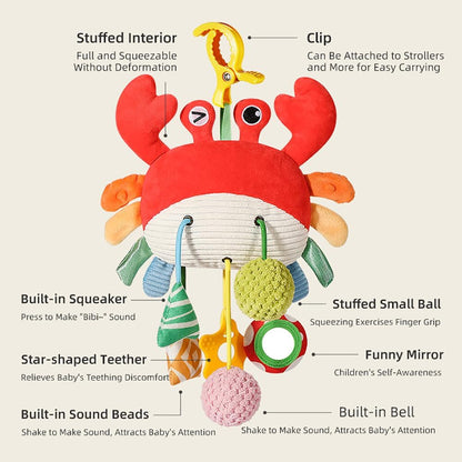 Crab Car Seat & Stroller Toy for Babies 0-12 Months