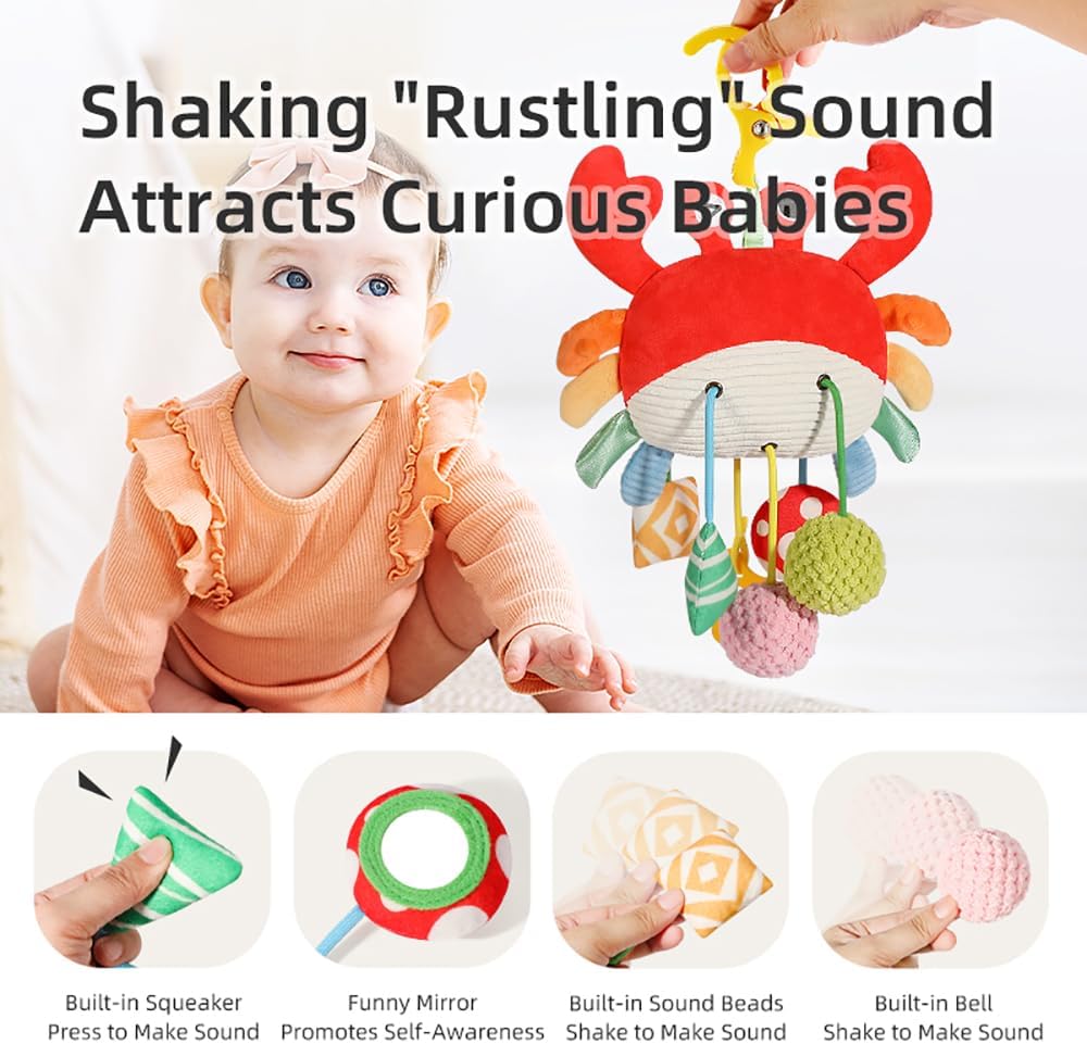 Crab Car Seat & Stroller Toy for Babies 0-12 Months