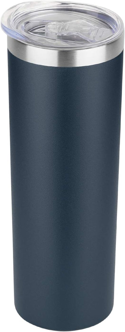 20 oz Skinny Tumbler, Stainless Steel Insulated Slim Tumbler with Lid, Reusable Double Wall Travel Coffee Mug, Durable Powder Coated Travel Water Cup(Black, 1)