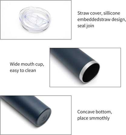 20 oz Skinny Tumbler, Stainless Steel Insulated Slim Tumbler with Lid, Reusable Double Wall Travel Coffee Mug, Durable Powder Coated Travel Water Cup(Black, 1)
