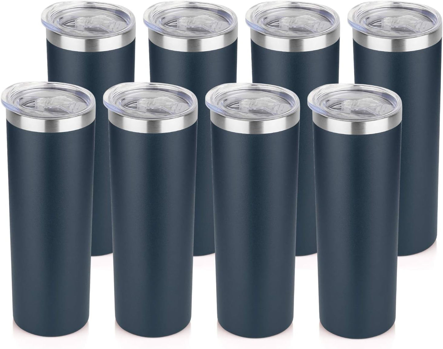 20 oz Skinny Tumbler, Stainless Steel Insulated Slim Tumbler with Lid, Reusable Double Wall Travel Coffee Mug, Durable Powder Coated Travel Water Cup(Black, 1)