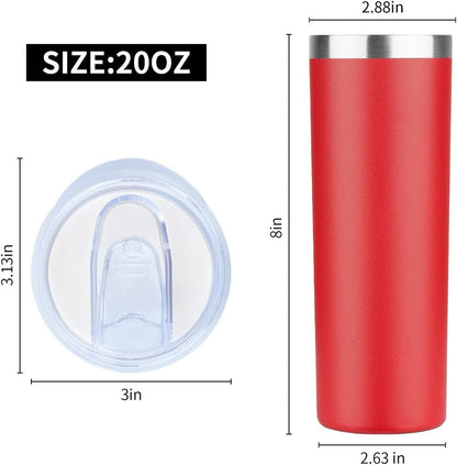 20 oz Skinny Tumbler, Stainless Steel Insulated Slim Tumbler with Lid, Reusable Double Wall Travel Coffee Mug, Durable Powder Coated Travel Water Cup(Black, 1)