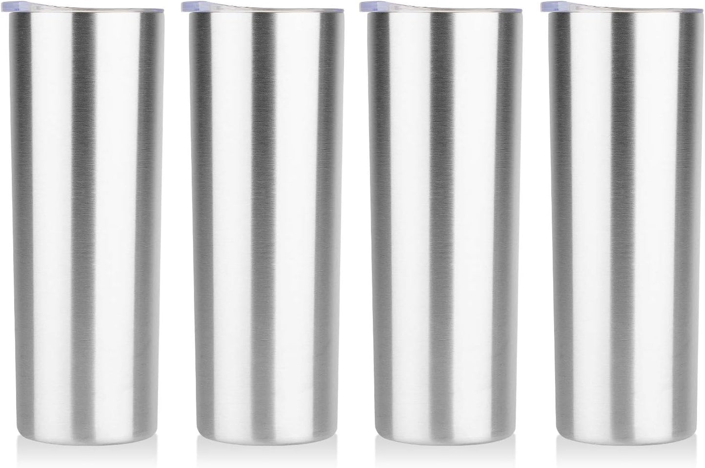 20 oz Skinny Tumbler, Stainless Steel Insulated Slim Tumbler with Lid, Reusable Double Wall Travel Coffee Mug, Durable Powder Coated Travel Water Cup(Black, 1)