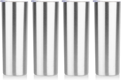20 oz Skinny Tumbler, Stainless Steel Insulated Slim Tumbler with Lid, Reusable Double Wall Travel Coffee Mug, Durable Powder Coated Travel Water Cup(Black, 1)