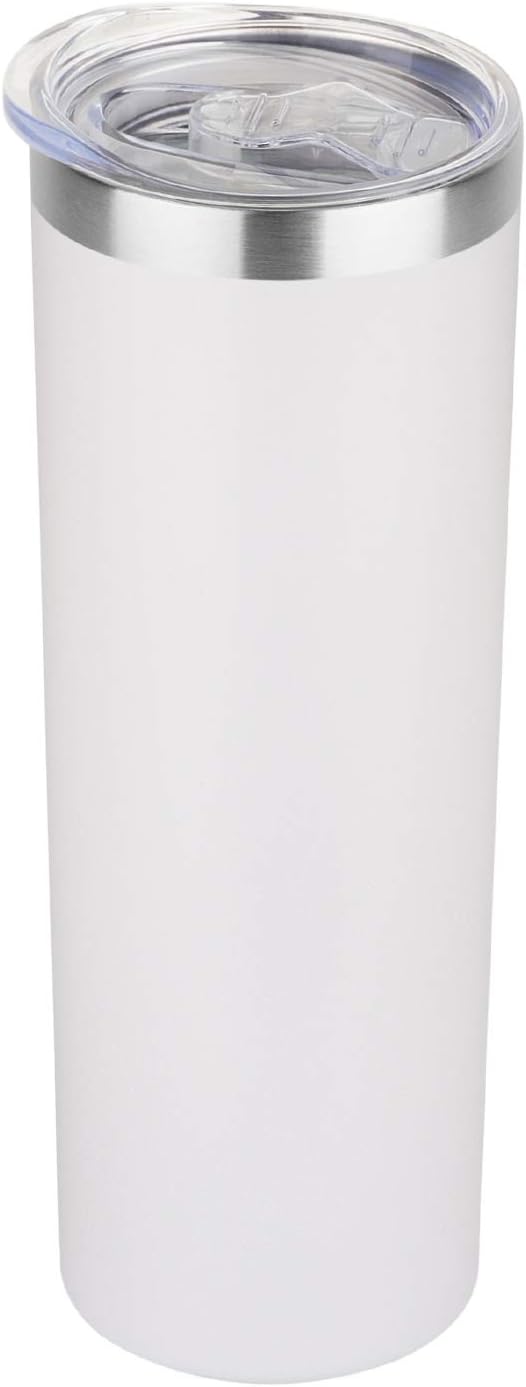 20 oz Skinny Tumbler, Stainless Steel Insulated Slim Tumbler with Lid, Reusable Double Wall Travel Coffee Mug, Durable Powder Coated Travel Water Cup(Black, 1)