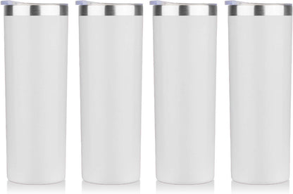 20 oz Skinny Tumbler, Stainless Steel Insulated Slim Tumbler with Lid, Reusable Double Wall Travel Coffee Mug, Durable Powder Coated Travel Water Cup(Black, 1)