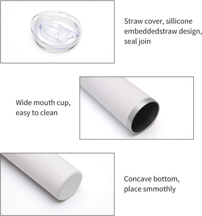 20 oz Skinny Tumbler, Stainless Steel Insulated Slim Tumbler with Lid, Reusable Double Wall Travel Coffee Mug, Durable Powder Coated Travel Water Cup(Black, 1)