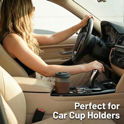 Ceramic Travel Coffee Cup with Lid, 16 Oz, Portable Coffee Mug for Car Cup Holder, Microwave and Dishwasher Safe (Black, 16 Oz)