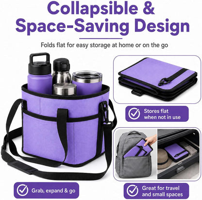 Drink Carrier Bag for 40oz Tumblers with Handle - Insulated Drink Carrier Bag & 4 Compartment Drink Bag, Removable Drink Holder Bag Caddy with Adjustable Shoulder Strap for Car, Delivery, Travel
