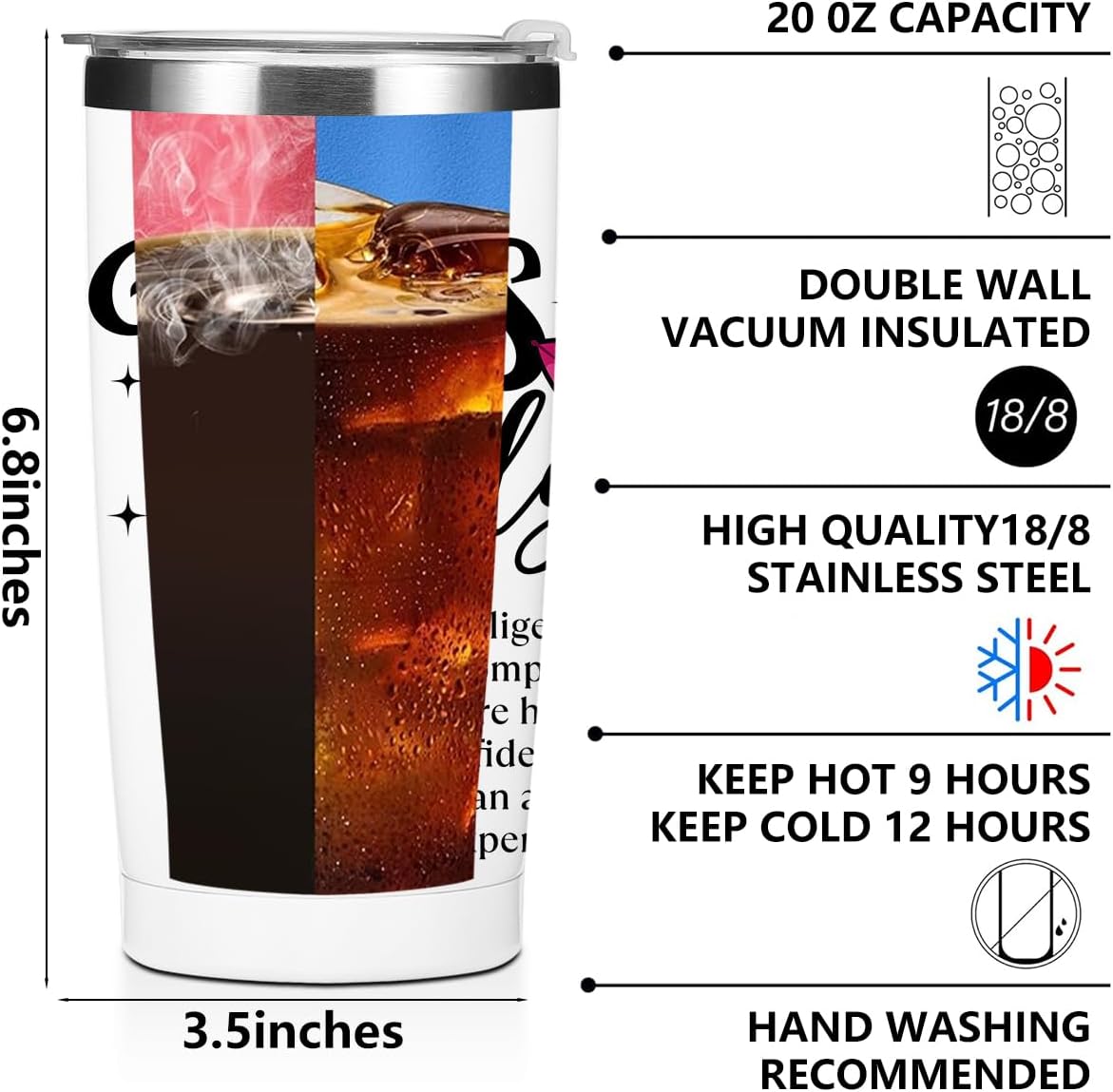 Mental Health 20 oz Tumbler Travel Cup, Positive Quotes Mental Health Gifts | Coffee Tumbler with Lid Insulated Tumblers, Coffee Cups for Cold Hot Drinks Therapist Gifts for Mom Besties Women