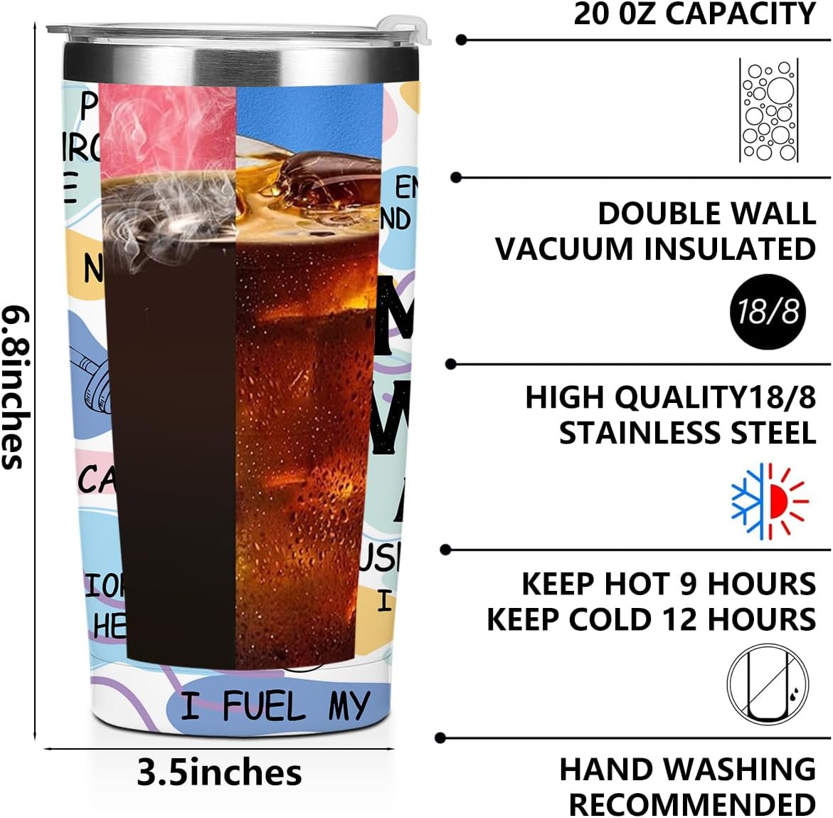 Mental Health 20 oz Tumbler Travel Cup, Positive Quotes Mental Health Gifts | Coffee Tumbler with Lid Insulated Tumblers, Coffee Cups for Cold Hot Drinks Therapist Gifts for Mom Besties Women