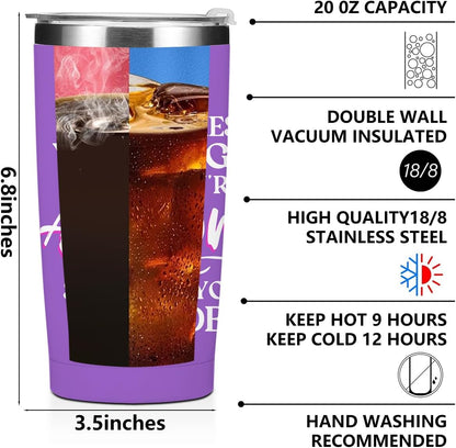 Mental Health 20 oz Tumbler Travel Cup, Positive Quotes Mental Health Gifts | Coffee Tumbler with Lid Insulated Tumblers, Coffee Cups for Cold Hot Drinks Therapist Gifts for Mom Besties Women