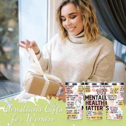 Mental Health 20 oz Tumbler Travel Cup, Positive Quotes Mental Health Gifts | Coffee Tumbler with Lid Insulated Tumblers, Coffee Cups for Cold Hot Drinks Therapist Gifts for Mom Besties Women