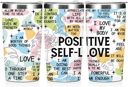 Mental Health 20 oz Tumbler Travel Cup, Positive Quotes Mental Health Gifts | Coffee Tumbler with Lid Insulated Tumblers, Coffee Cups for Cold Hot Drinks Therapist Gifts for Mom Besties Women